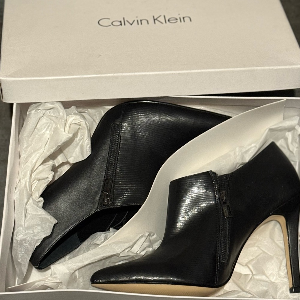 Calvin Klein Sleek Black Ankle Booties